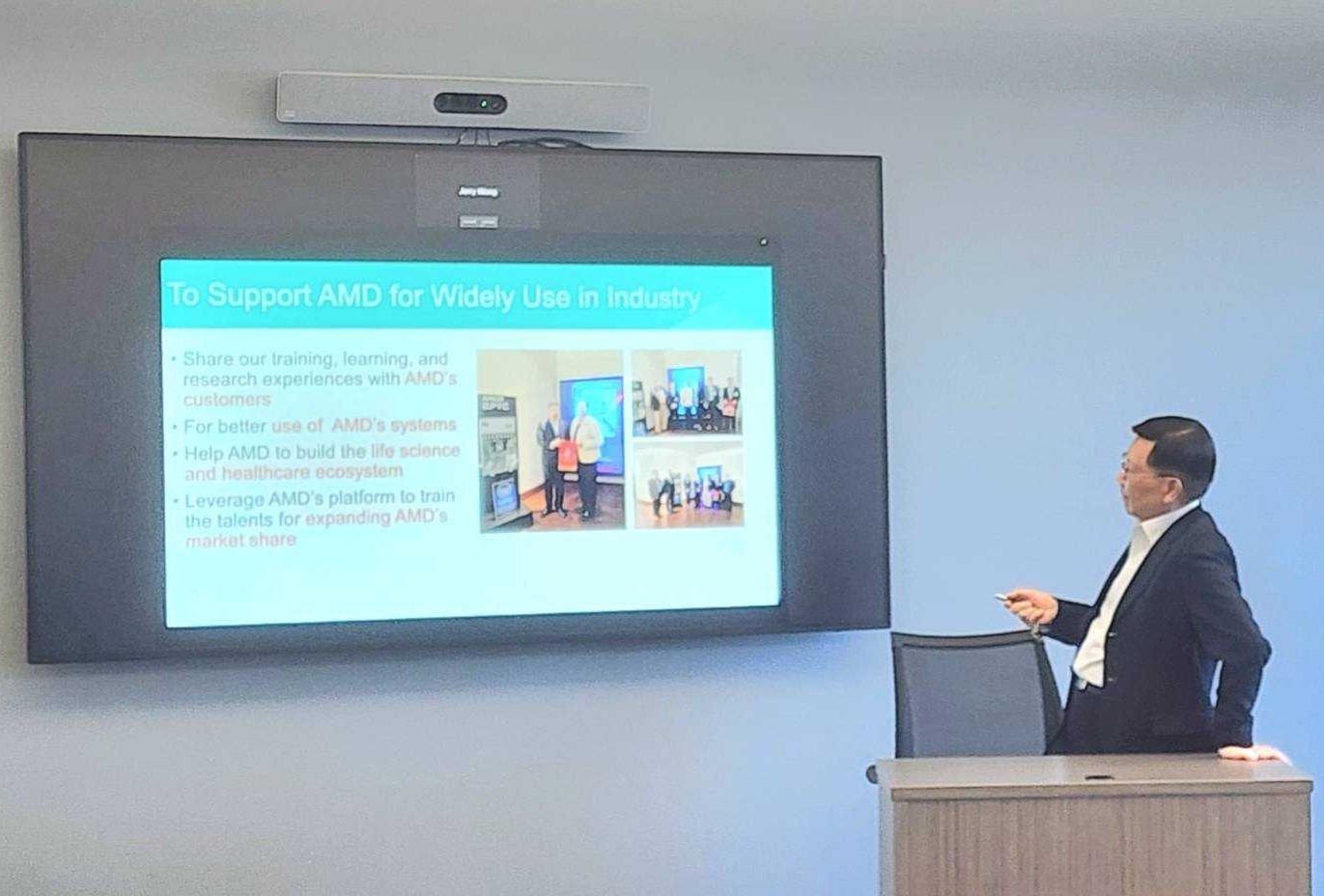 President Jeffrey J.P. Tsai of Asia University introduces the establishment of the "AMD Logic and Computation Laboratory" at the AMD headquarters